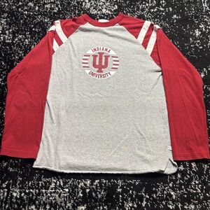 Indiana University Hoosiers Raglan Long Sleeve Shirt Gray Red